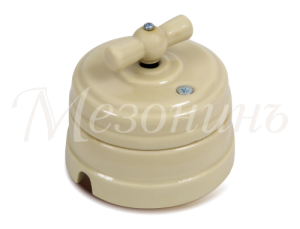 Ретро выключатель пластиковый 1 кл. (2 положения) перекрестный, Слоновая кость, Усадьба ТМ МезонинЪ GE30406-02