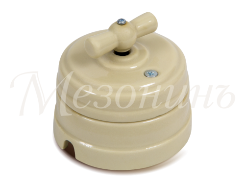 Ретро выключатель пластиковый 1 кл. (2 положения) перекрестный, Слоновая кость, Усадьба ТМ МезонинЪ GE30406-02 Ретро выключатель пластиковый 1 кл. (2 положения) перекрестный, Слоновая кость, Усадьба ТМ МезонинЪ GE30406-02