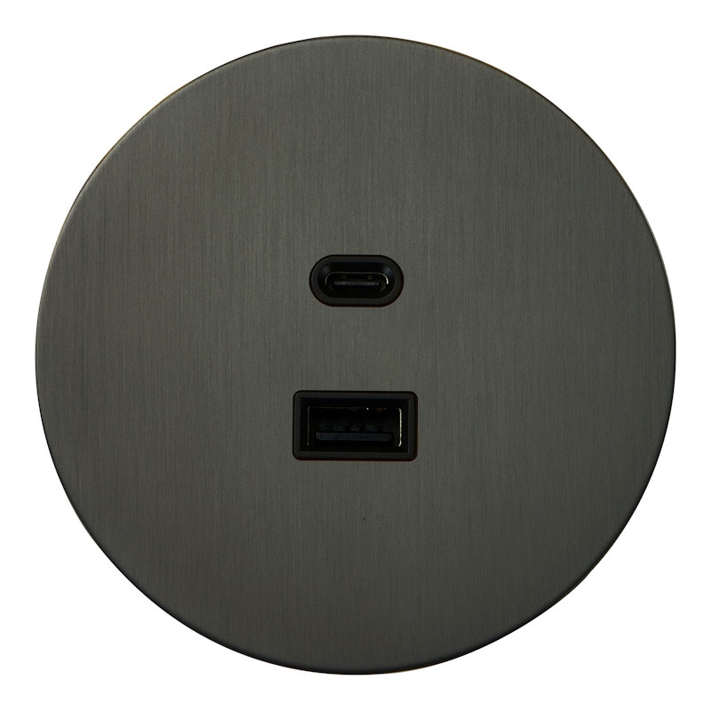 Розетка USB для быстрой зарядки Type A+C, Антрацит, Аrt Salvador EU020112