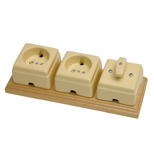 Выключатель керамический 2 кл. (4 положения), Слоновая кость, Кром Interior Electric ВПКК2/03