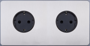 Розетка 2-ая с З/К (внутренний монт.), Никель, Merida Salvador SBAN55B5A11