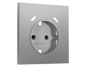 Лицевая панель розетки с З/К и USB зарядкой C+С со шторками, Сталь матовый, Sigma Quant Ambrella Volt SP5105