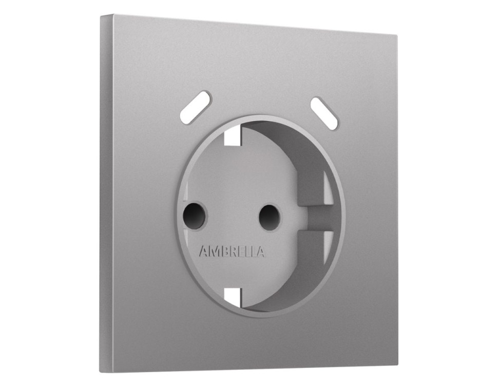Лицевая панель розетки с З/К и USB зарядкой C+С со шторками, Сталь матовый, Sigma Quant Ambrella Volt SP5105