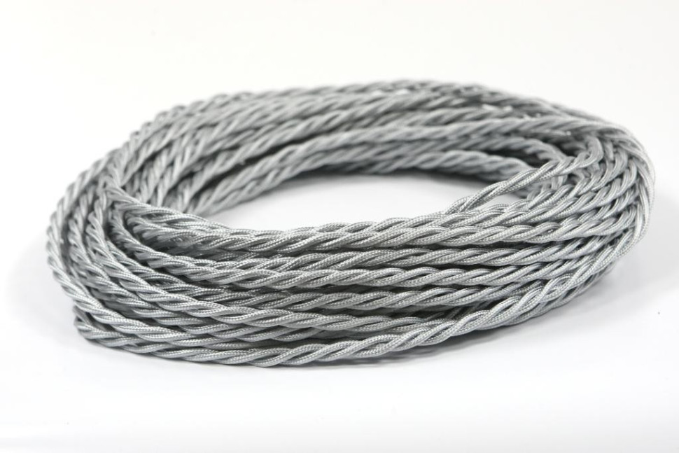 Ретро кабель витой 3x2,5 Серебристый шелк, Interior Wire ПРВ3250-СРШ (1 метр)