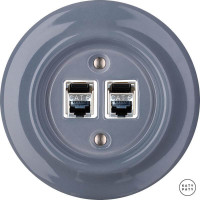 Розетка комп. фарфоровая RJ45 cat.6е, пепельно-серый глянцевый, Katy Paty LIGsCat6e 