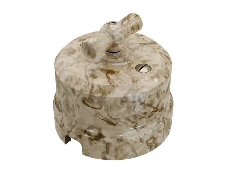 Выключатель фарфоровый 1 кл. перекрестный (2 положения), Дворцовый мрамор, ТМ МезонинЪ Аврора GE70406-19