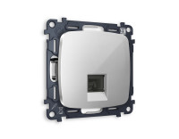 Розетка комп. с шторками RJ45 Cat. 6, Серебро глянец, OMEGA Quant Ambrella Volt MO412010