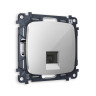 Розетка комп. с шторками RJ45 Cat. 6, Серебро глянец, OMEGA Quant Ambrella Volt MO412010