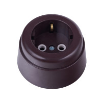 Ретро розетка пластик с З/К, Коричневый, Вектор Interior Electric SCIE/W-03-пл