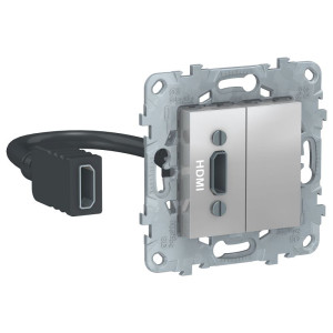 Розетка HDMI, Алюминий, Unica New Schneider NU543030