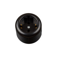 Ретро розетка керамика с 3/К, Черный глянец, Jantera Royale JRO.1L61.CG01