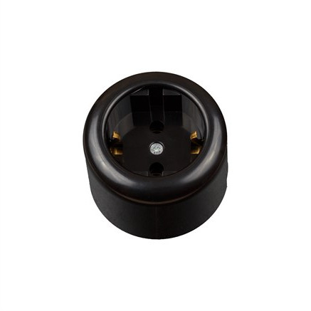 Ретро розетка керамика с 3/К, Черный глянец, Jantera Royale JRO.1L61.CG01