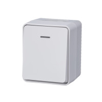 Выключатель 1 кл. с подсветкой герметичный IP44, Белый, AtlasDesign Profi54 SE ATN540113