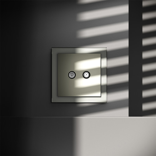 Розетка телевизионная оконечная TV+SAT, Сталь, S70 Voltum VLS060405