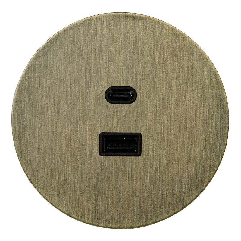 Розетка USB для быстрой зарядки Type A+C, Бронза, Аrt Salvador EU030112