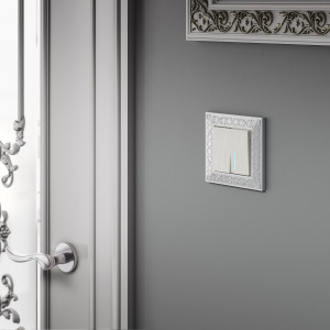 Выключатель 2 кл. с подсветкой, Перламутровый рифленый, Werkel W1120113