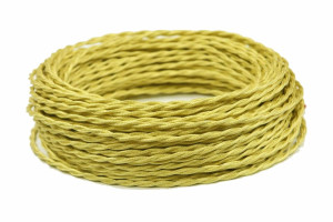 Ретро кабель витой 3x2,5 светло-золотой шелк (бухта 50 м.), Interior Wire ПРВ3250-ЗЛШ