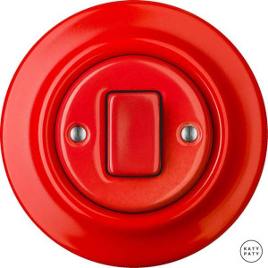 Выключатель кнопочный 1 кл. перекрестный, ярко-красный глянцевая, Katy Paty NIROGW7 