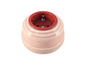 Ретро розетка с 3/К, керамика, Розовый Rosa, золотистая фурнитура, Leanza РДЗ