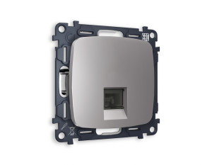 Розетка комп. с шторками RJ45 Cat. 6, Сталь матовый, OMEGA Quant Ambrella Volt MO512010