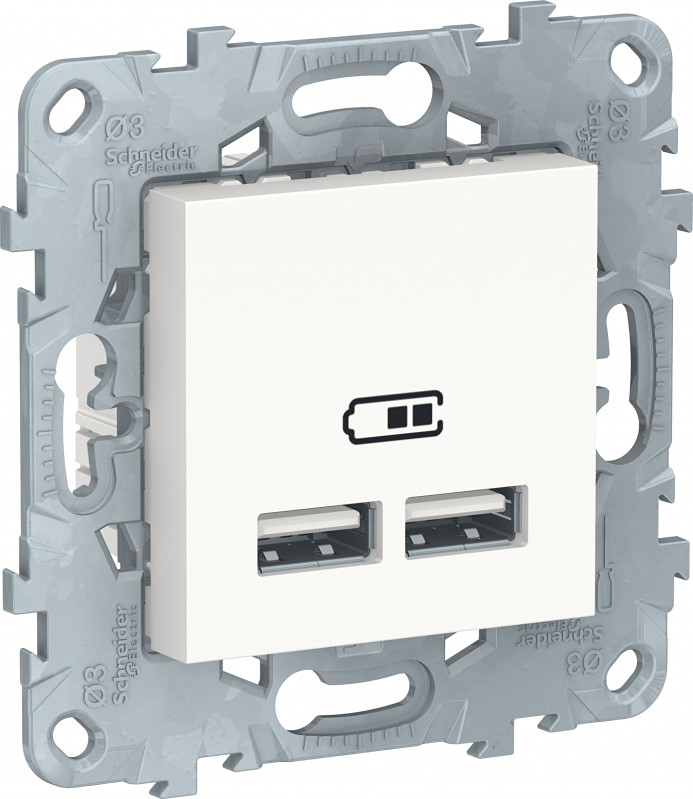 Розетка USB для зарядки, Белый, Unica New Schneider NU541818 Розетка USB для зарядки, Белый, Unica New Schneider NU541818