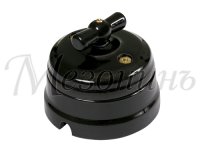 Ретро выключатель пластиковый 1 кл. (2 положения) перекрестный, Черный, Усадьба ТМ МезонинЪ GE30406-05