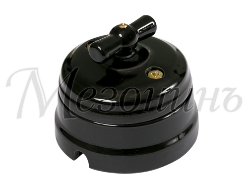 Ретро выключатель пластиковый 1 кл. (2 положения) перекрестный, Черный, Усадьба ТМ МезонинЪ GE30406-05