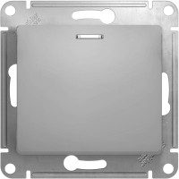 Выключатель 1 кл. с подсветкой проходной, алюминий, Glossa SE GSL000363