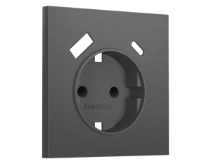 Лицевая панель розетки с З/К и USB зарядкой с шторками, Антрацит серый, Sigma Quant Ambrella Volt SP6600