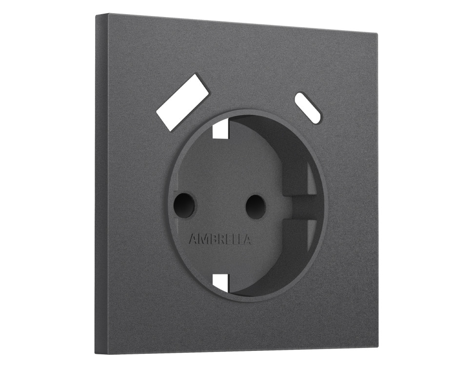 Лицевая панель розетки с З/К и USB зарядкой с шторками, Антрацит серый, Sigma Quant Ambrella Volt SP6600 Лицевая панель розетки с З/К и USB зарядкой с шторками, Антрацит серый, Sigma Quant Ambrella Volt SP6600
