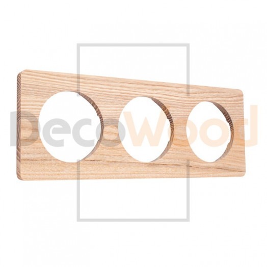 Рамка 3 местная деревянная под электрику OneKey, ясень без тонировки, DecoWood ROC3-AN