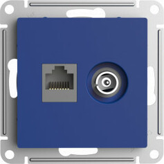 Розетка комп.+тв. RJ45+TV Cat. 5e, Аквамарин, AtlasDesign SE ATN001189
