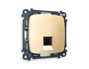 Розетка комп. с шторками RJ45 Cat. 6, Шампань, OMEGA Quant Ambrella Volt MO612010