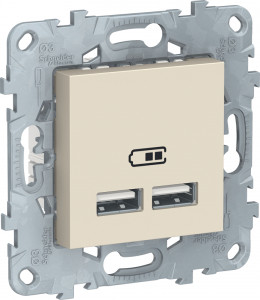 Розетка USB для зарядки, Бежевый, Unica New Schneider NU541844