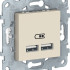 Розетка USB для зарядки, Бежевый, Unica New Schneider NU541844 Розетка USB для зарядки, Бежевый, Unica New Schneider NU541844