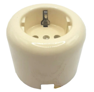 Ретро розетка керамика с 3/К, Ванильный глянец, Jantera Royale JRO.1L61.CG03