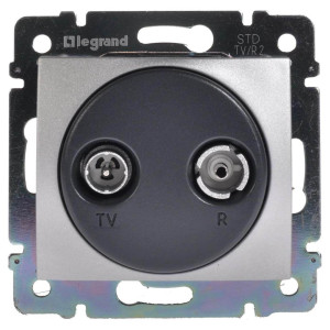 Розетка телевизионная оконечная TV-FM, алюминий, Valena Classic Legrand 770133