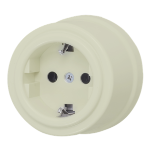 Ретро розетка пластик с 3/К, Шалфейный глянец, Jantera JNO.1L61.PG04