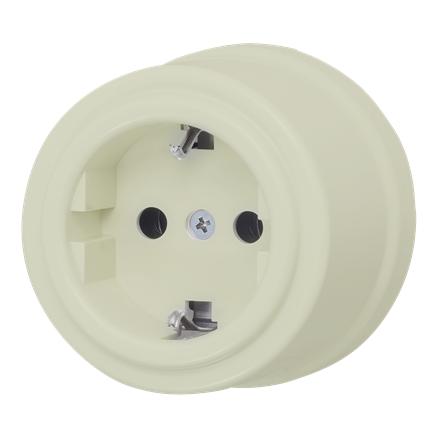 Ретро розетка пластик с 3/К, Шалфейный глянец, Jantera JNO.1L61.PG04