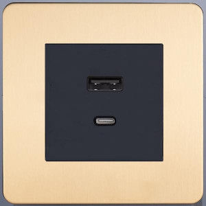 Розетка USB для быстрой зарядки Type A+C, Золото, Merida Salvador SBAN33B3A12 Розетка USB для быстрой зарядки Type A+C, Золото, Merida Salvador SBAN33B3A12