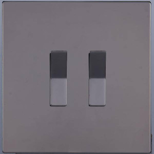 Выключатель кнопочный 2 кл. перекрест. (внутренний монт.), Темн. хром, Toledo Salvador SJAN88EC18