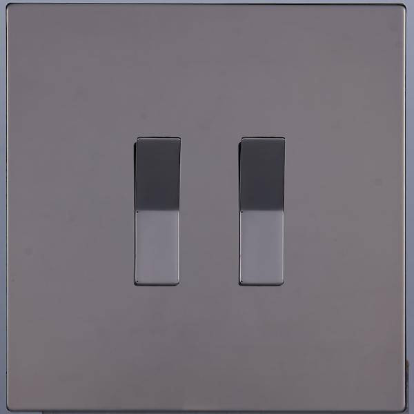 Выключатель кнопочный 2 кл. перекрест. (внутренний монт.), Темн. хром, Toledo Salvador SJAN88EC18