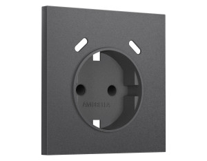 Лицевая панель розетки с З/К и USB зарядкой C+С со шторками, Антрацит серый, Sigma Quant Ambrella Volt SP6605