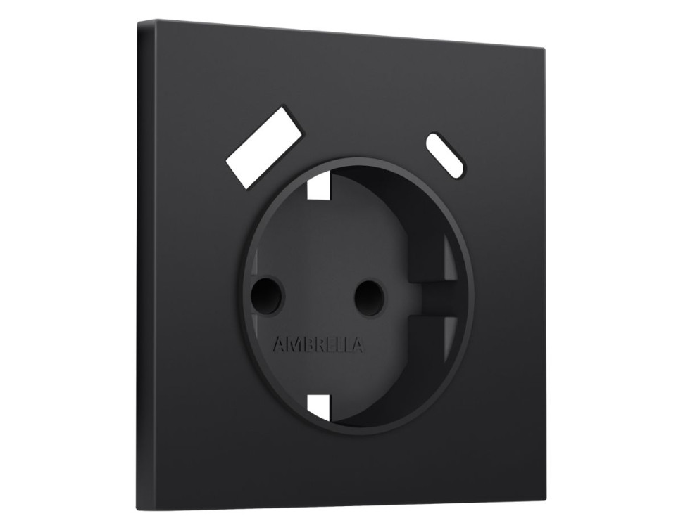 Лицевая панель розетки с З/К и USB зарядкой с шторками, Черный матовый, Sigma Quant Ambrella Volt SP8100