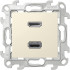 Розетка двойная HDMI+USB, Слоновая кость, Simon 24 2411095-031