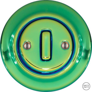 Выключатель кнопочный 1 кл., зеленый металлик, Katy Paty PECHGSl1 