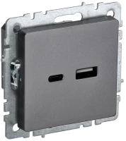 Розетка USB для зарядки, тип А+C, Сталь, Brite IEK BR-U22-018-K46