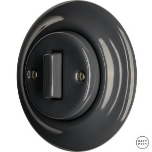 Выключатель кнопочный 1 кл. перекрестный, графит глянцевый, Katy Paty CRGSl7