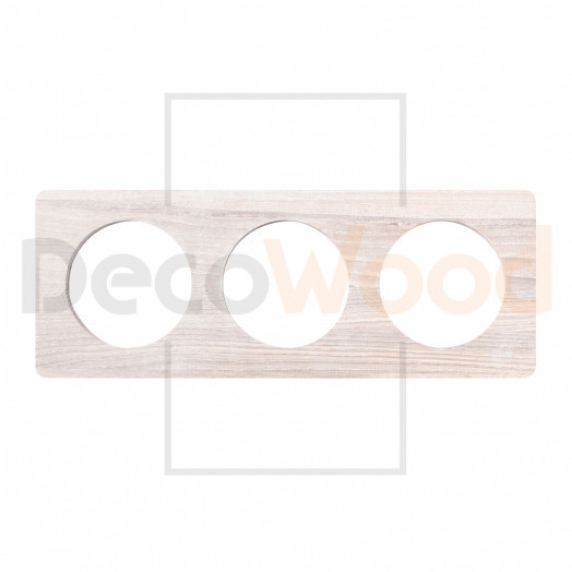 Рамка 3 местная деревянная под электрику OneKey, выбеленный ясень, DecoWood ROC3-AW