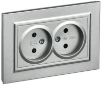 Розетка 2-я без З/К, Алюминий, Brite IEK BR-R20-10-K47-F
